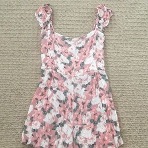 Pink floral romper